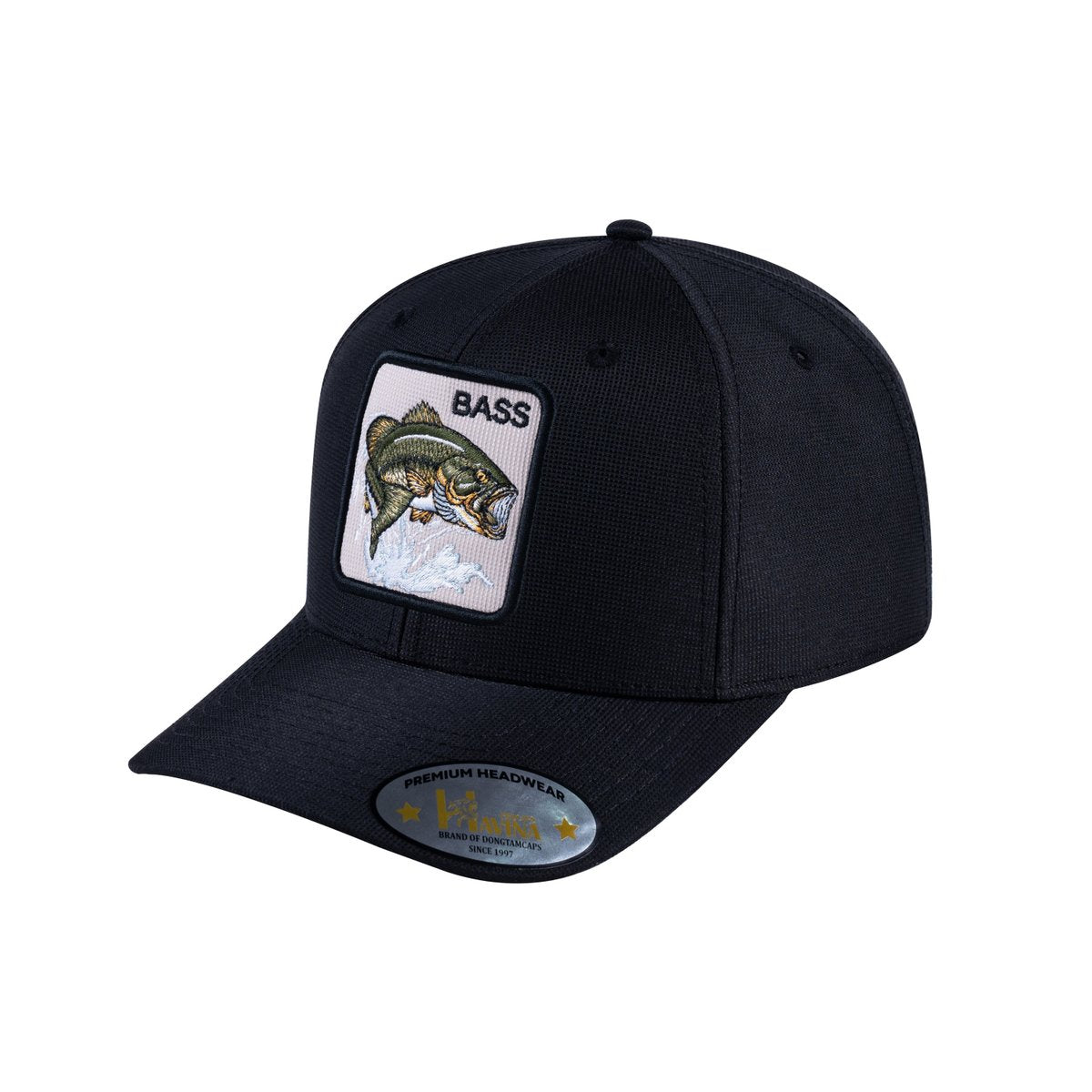 Bass V2 6-Panel Baseball Cap with Black front and Black back