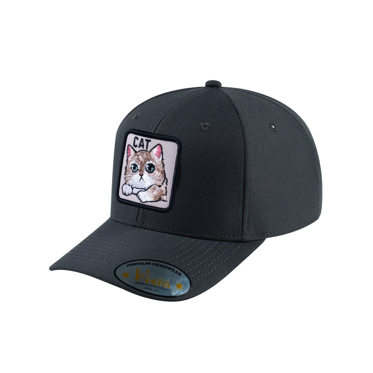Cat V2 6-Panel Baseball Cap with Dark Grey front and Dark Grey back
