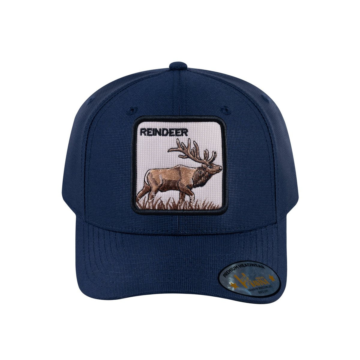 Reindeer V2 6-Panel Baseball Cap with Navy front and Navy back