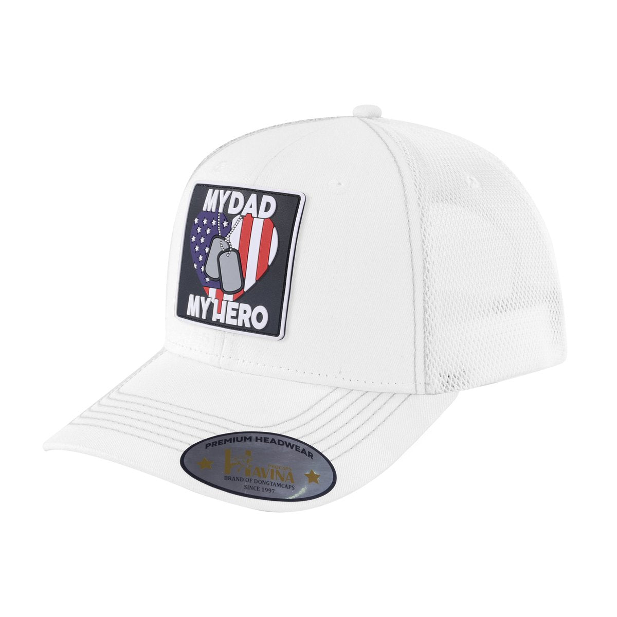My Dad My Hero 6-Panel Trucker Hat with White front and White back