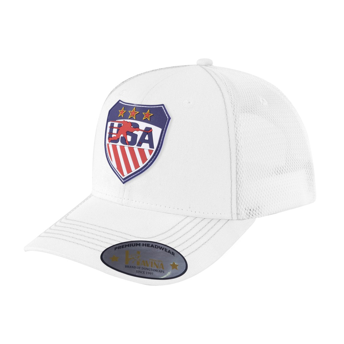 Loving Hockey 6-Panel Trucker Hat with White front and White back