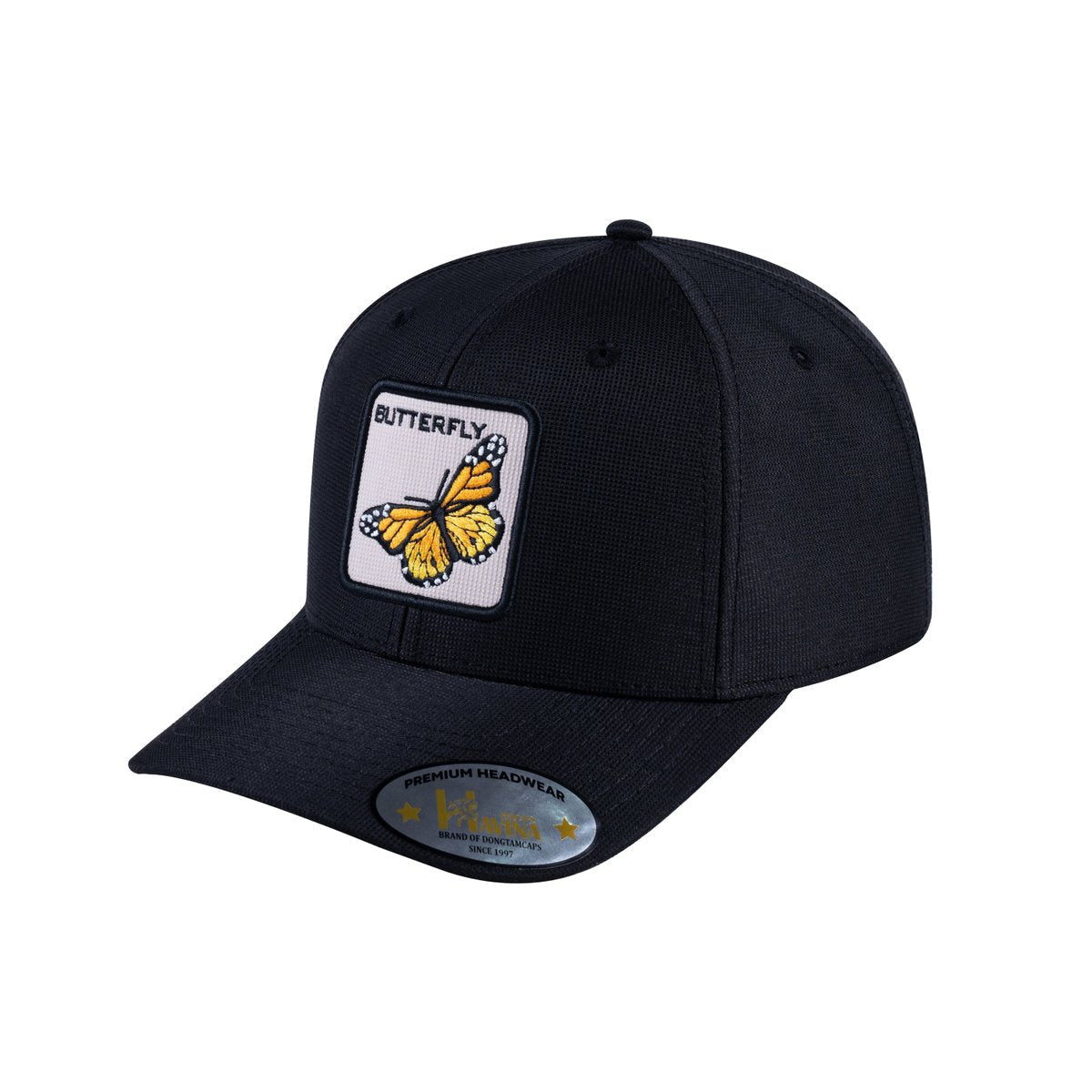 Butterfly V2 6-Panel Baseball Cap with Black front and Black back