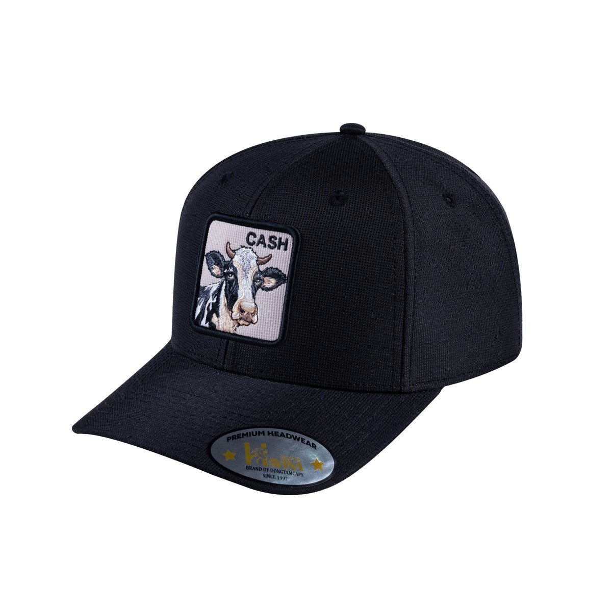 Cow V2 6-Panel Baseball Cap with Black front and Black back