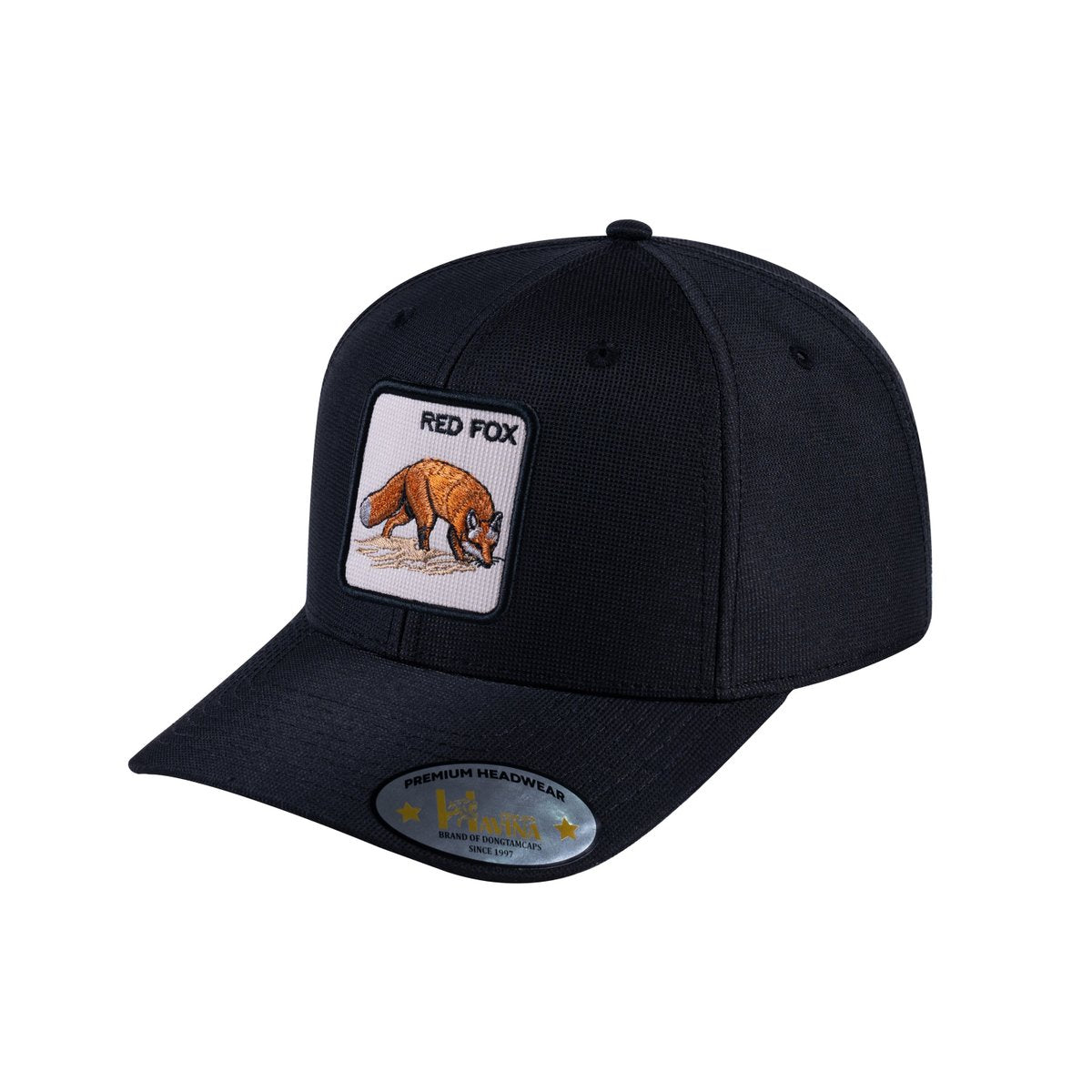 Red Fox V2 6-Panel Baseball Cap with Black front and Black back