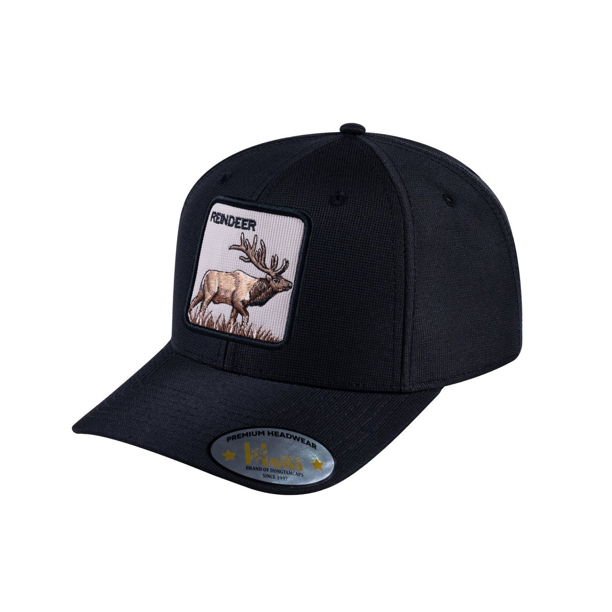 Reindeer V2 6-Panel Baseball Cap with Black front and Black back