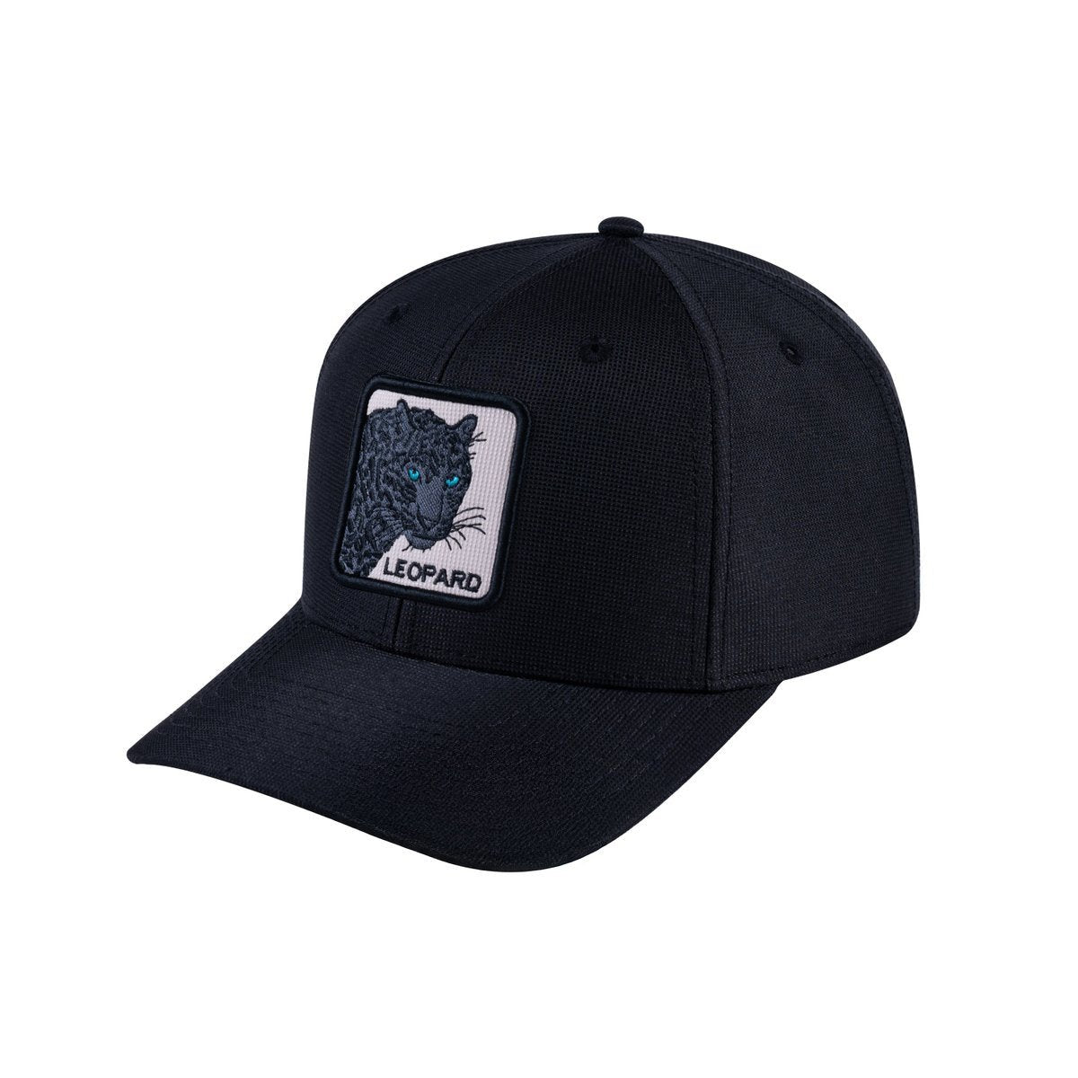 Leopard V2 6-Panel Baseball Cap with Black front and Black back