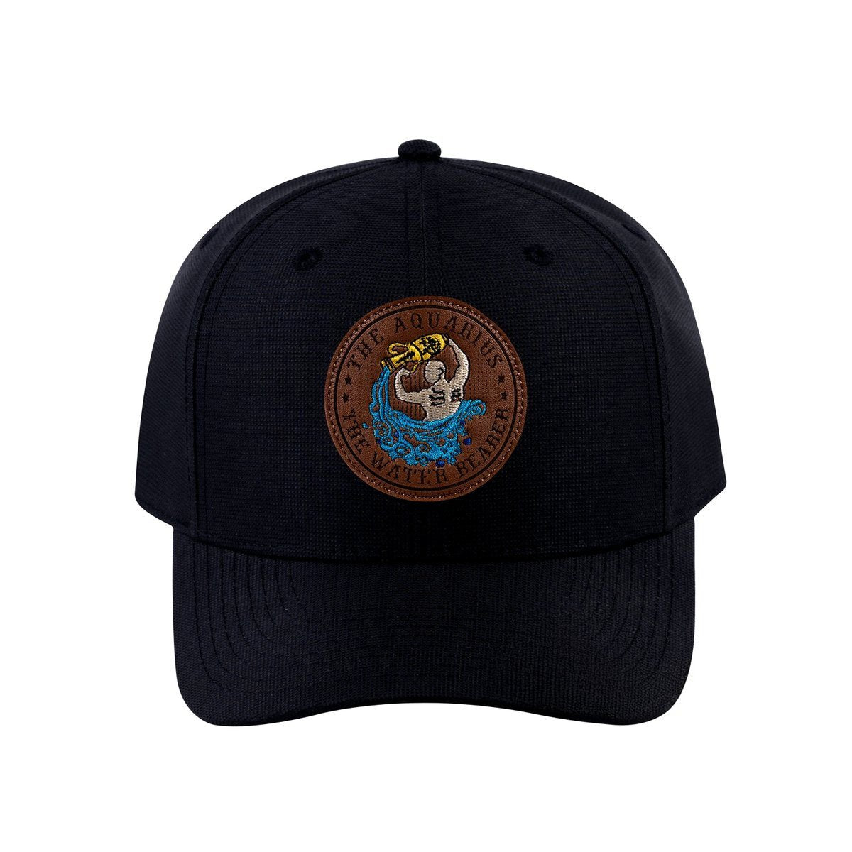 Aquarius Zodiac V2 6-Panel Baseball Cap with Black front and Black back