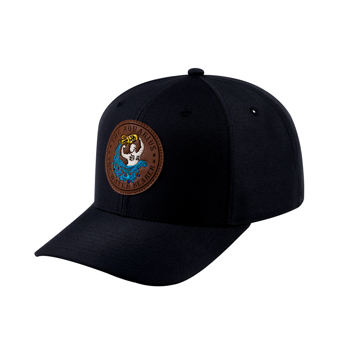 Aquarius Zodiac V2 6-Panel Baseball Cap with Black front and Black back
