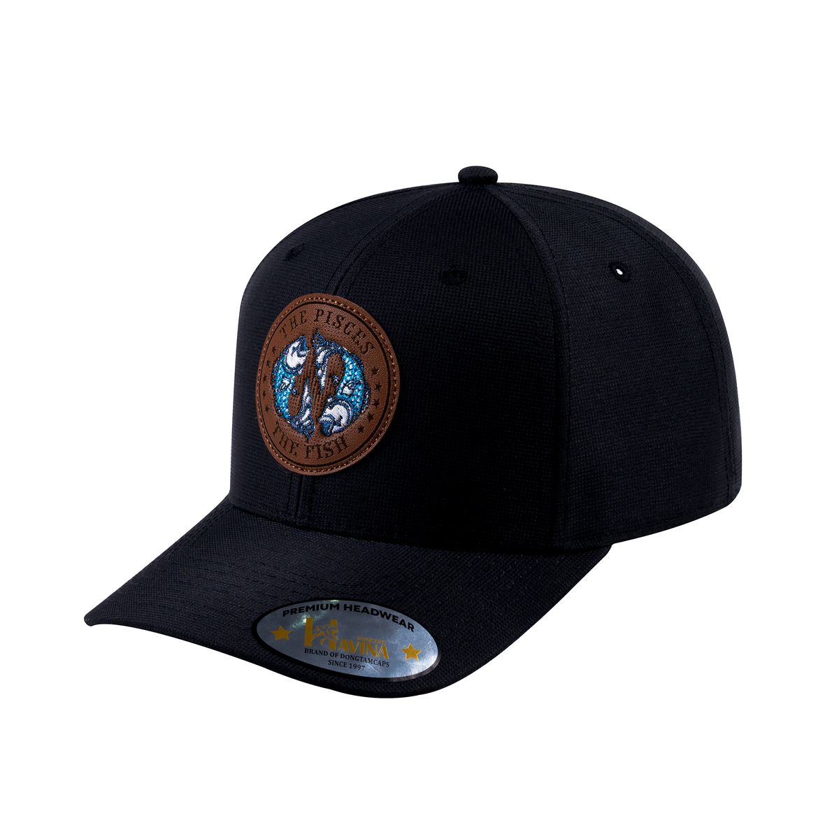 Pisces Zodiac V2 6-Panel Baseball Cap with Black front and Black back