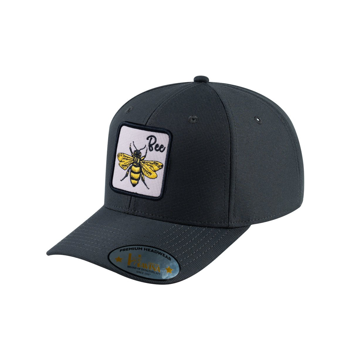 Bee V2 6-Panel Baseball Cap with Dark Grey front and Dark Grey back