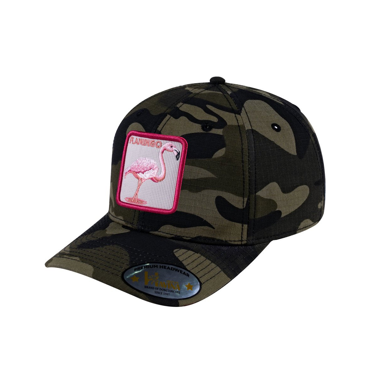 Flamingo V2 6-Panel Baseball Cap with Green Camo front and Green Camo back