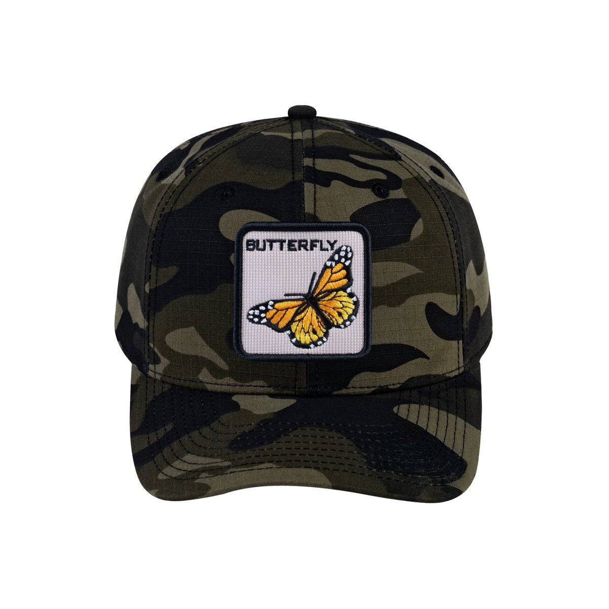 Butterfly V2 6-Panel Baseball Cap with Green Camo front and Green Camo back