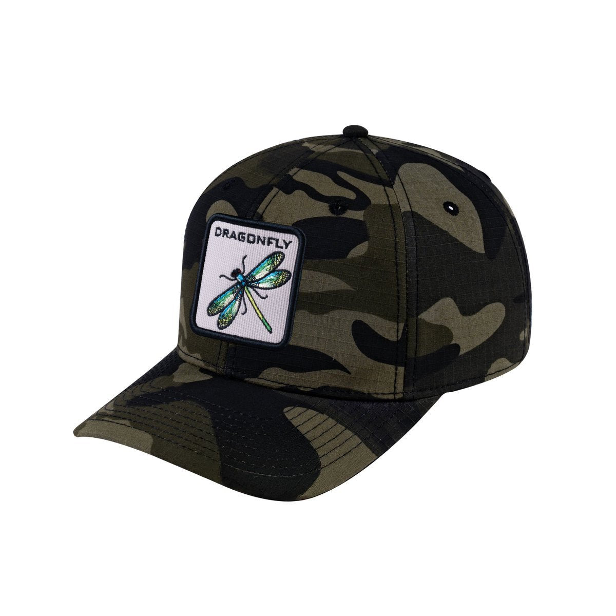 Dragonfly V2 6-Panel Baseball Cap with Green Camo front and Green Camo back