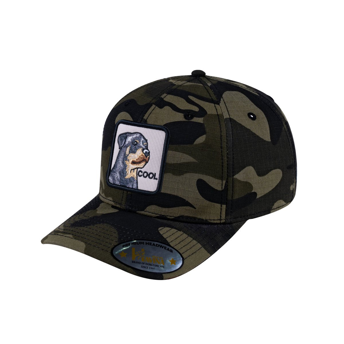 Dog V2 6-Panel Baseball Cap with Green Camo front and Green Camo back