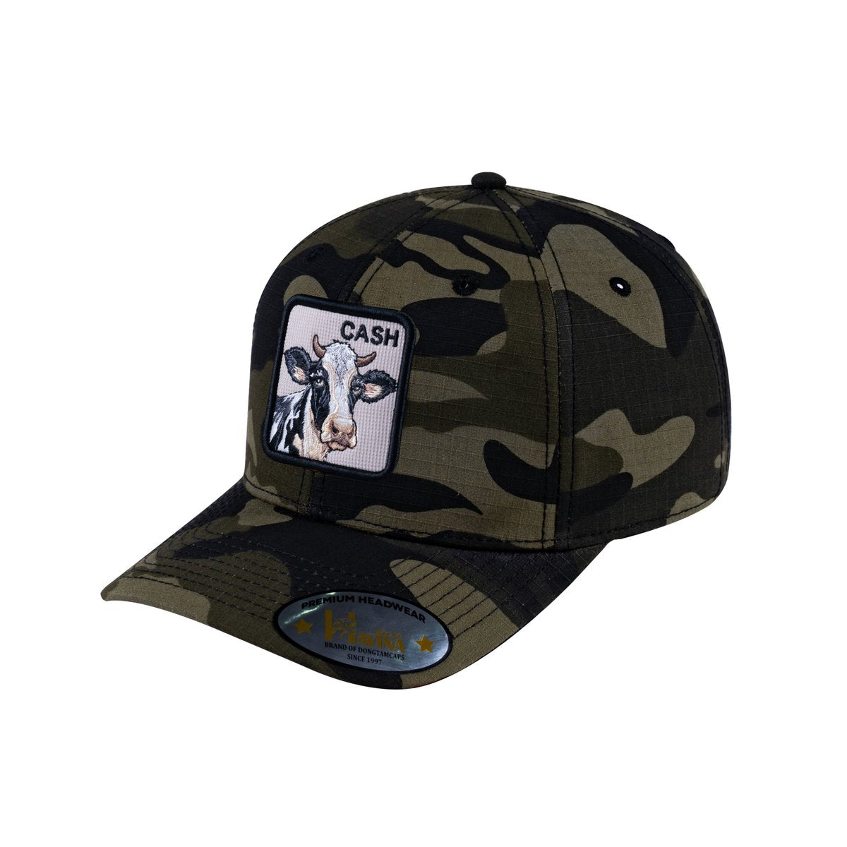 Cow V2 6-Panel Baseball Cap with Green Camo front and Green Camo back