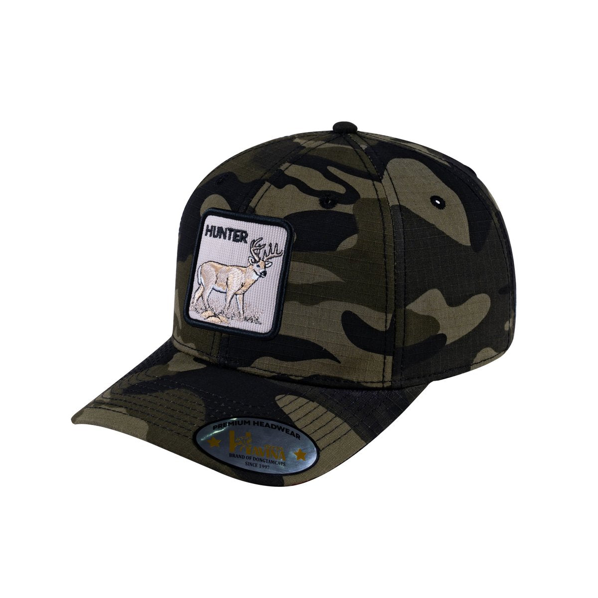 Hunter V2 6-Panel Baseball Cap with Green Camo front and Green Camo back