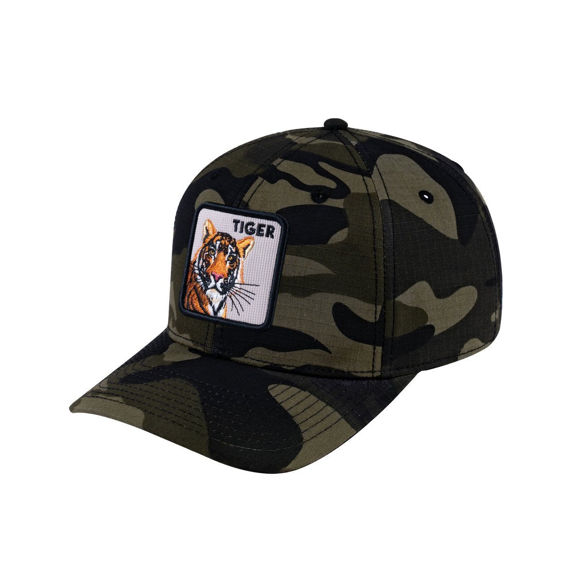 Tiger V2 6-Panel Baseball Cap with Green Camo front and Green Camo back