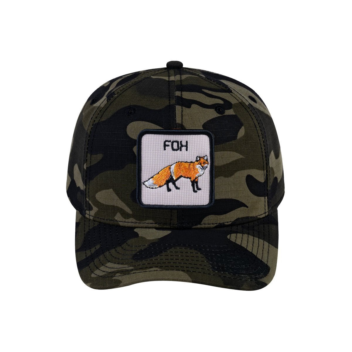 Fox V2 6-Panel Baseball Cap with Green Camo front and Green Camo back