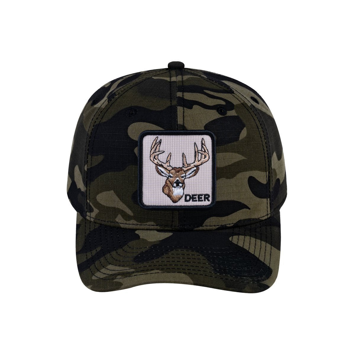 Deer V2 6-Panel Baseball Cap with Green Camo front and Green Camo back