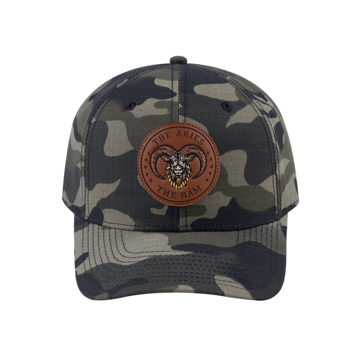 Aries Zodiac V2 6-Panel Baseball Cap with Green Camo front and Green Camo back