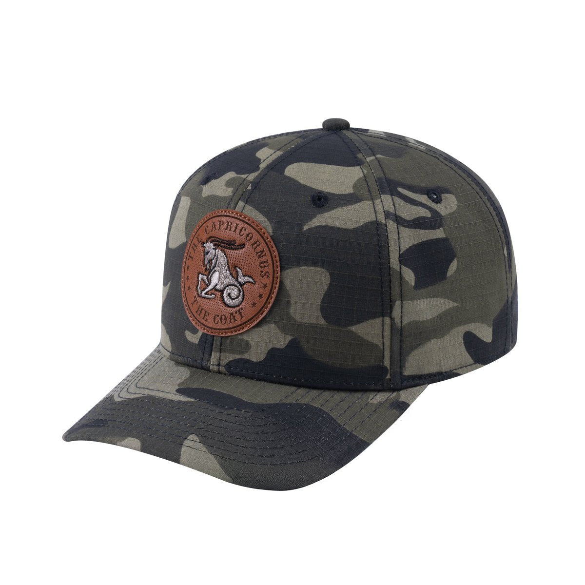 Capricorn Zodiac V2 6-Panel Baseball Cap with Green Camo front and Green Camo back