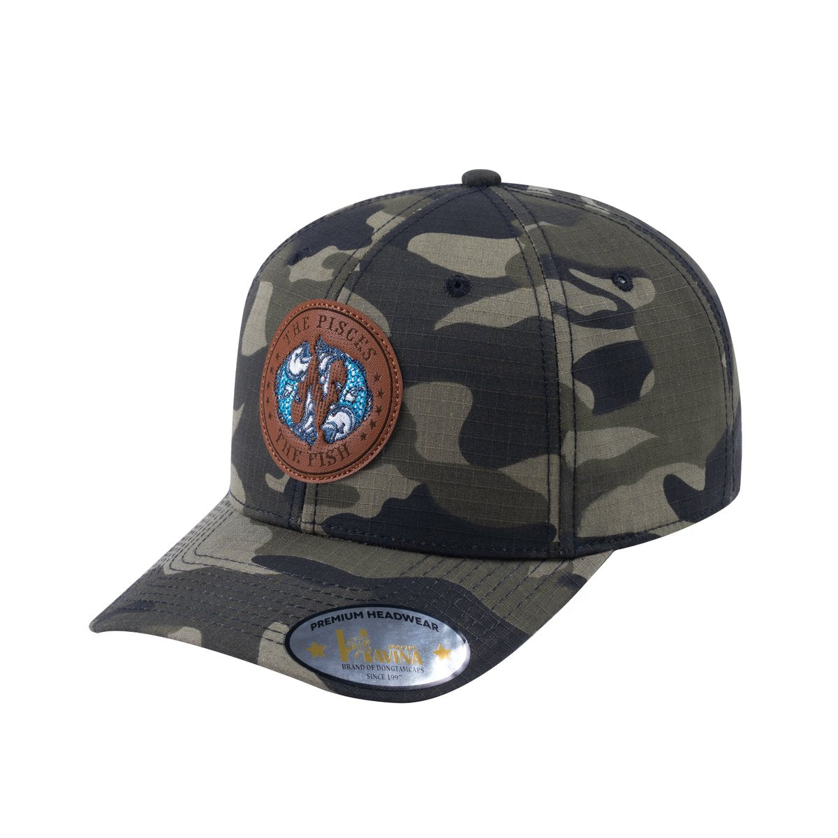 Pisces Zodiac V2 6-Panel Baseball Cap with Green Camo front and Green Camo back