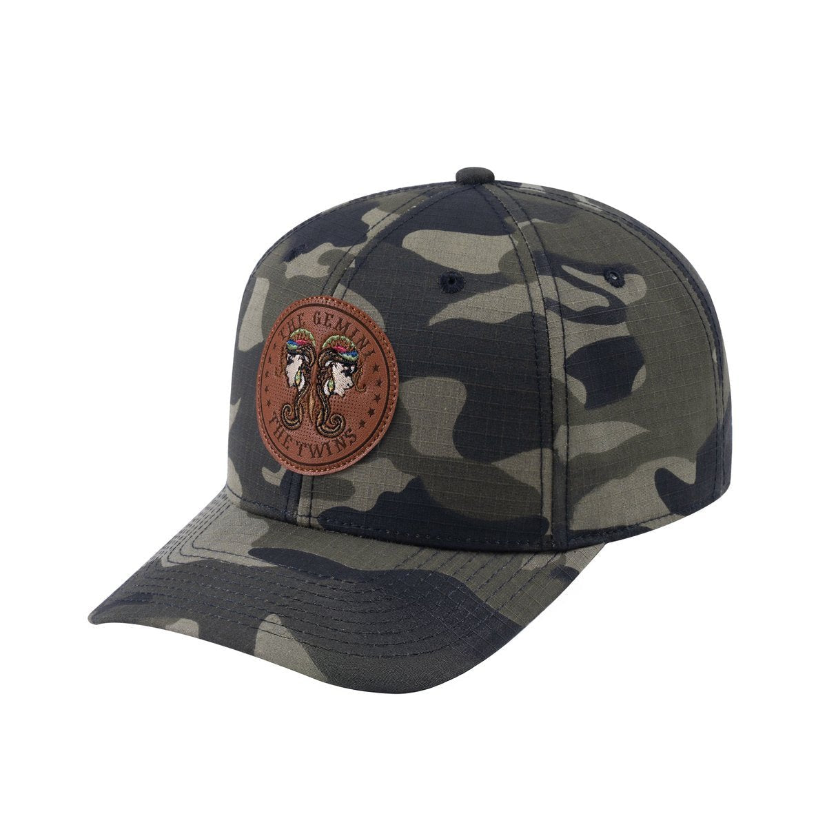 Gemini Zodiac V2 6-Panel Baseball Cap with Green Camo front and Green Camo back