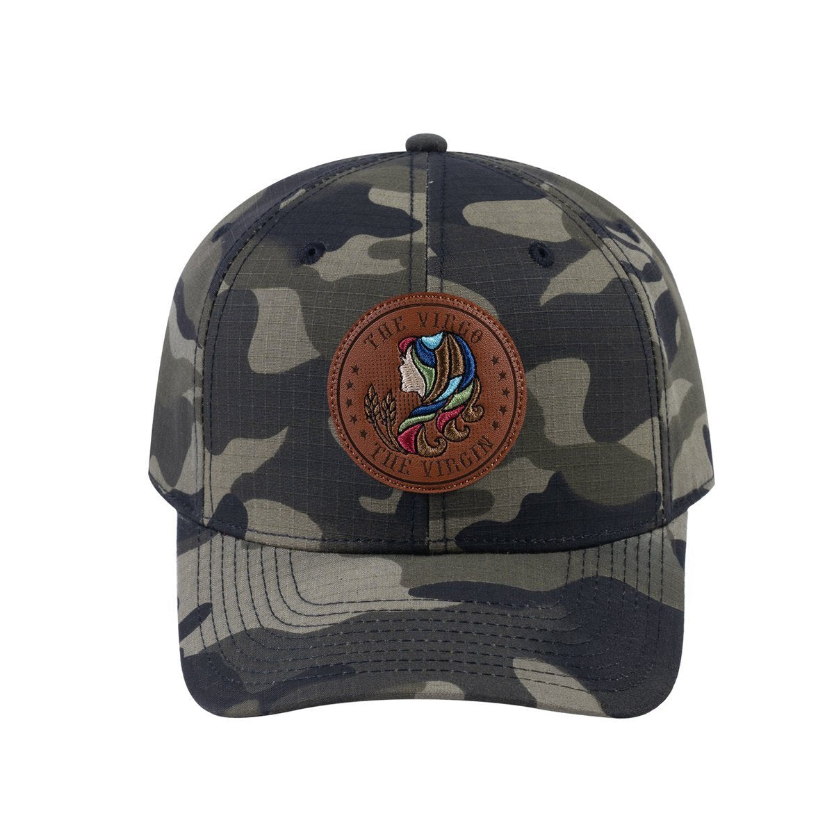 Virgo Zodiac V2 6-Panel Baseball Cap with Green Camo front and Green Camo back
