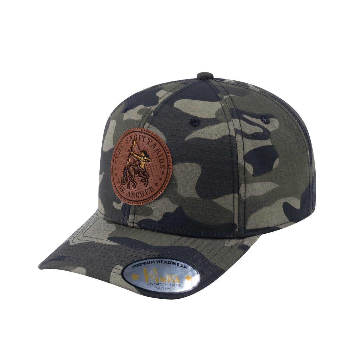 Sagittarius Zodiac V2 6-Panel Baseball Cap with Green Camo front and Green Camo back