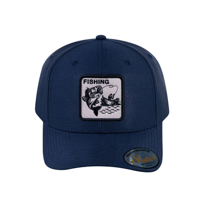 Fishing V2 6-Panel Baseball Cap with Navy front and Navy back