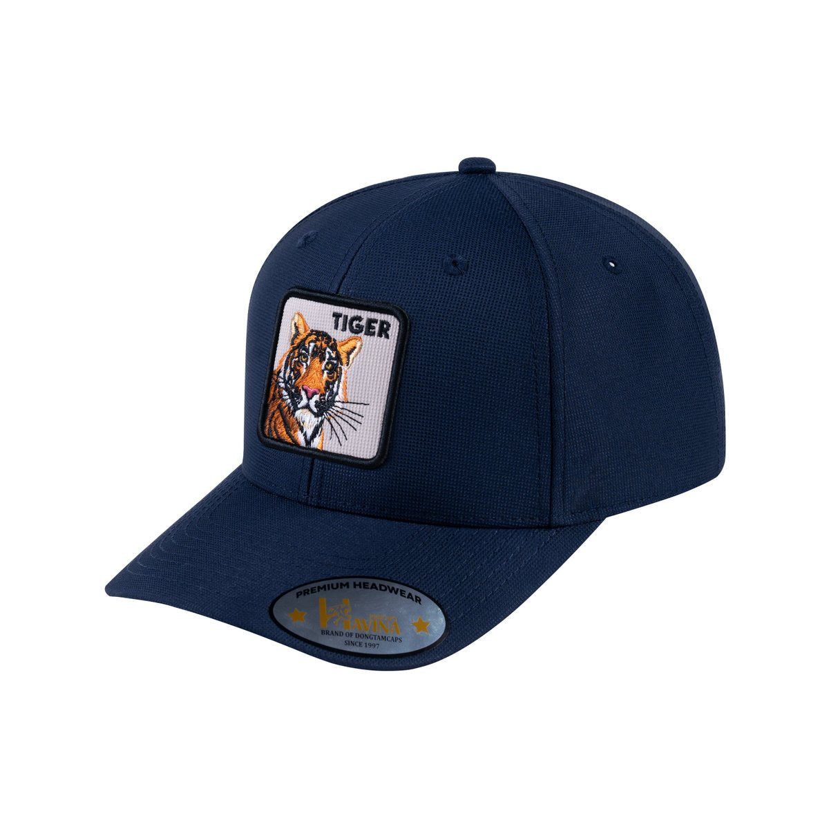 Tiger V2 6-Panel Baseball Cap with Navy front and Navy back