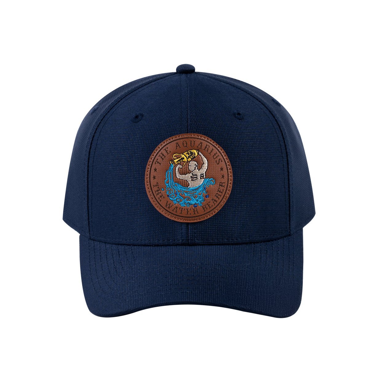 Aquarius Zodiac V2 6-Panel Baseball Cap with Navy front and Navy back