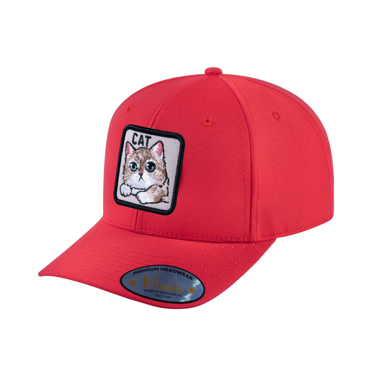 Cat V2 6-Panel Baseball Cap with Red front and Red back