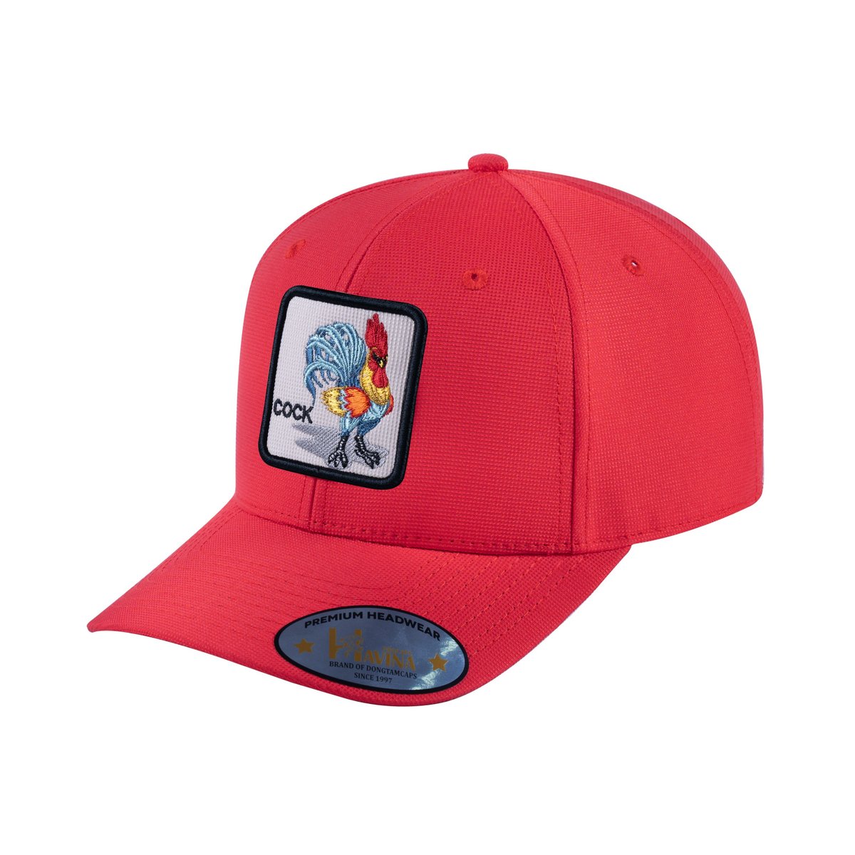 Chicken V2 6-Panel Baseball Cap with Red front and Red back