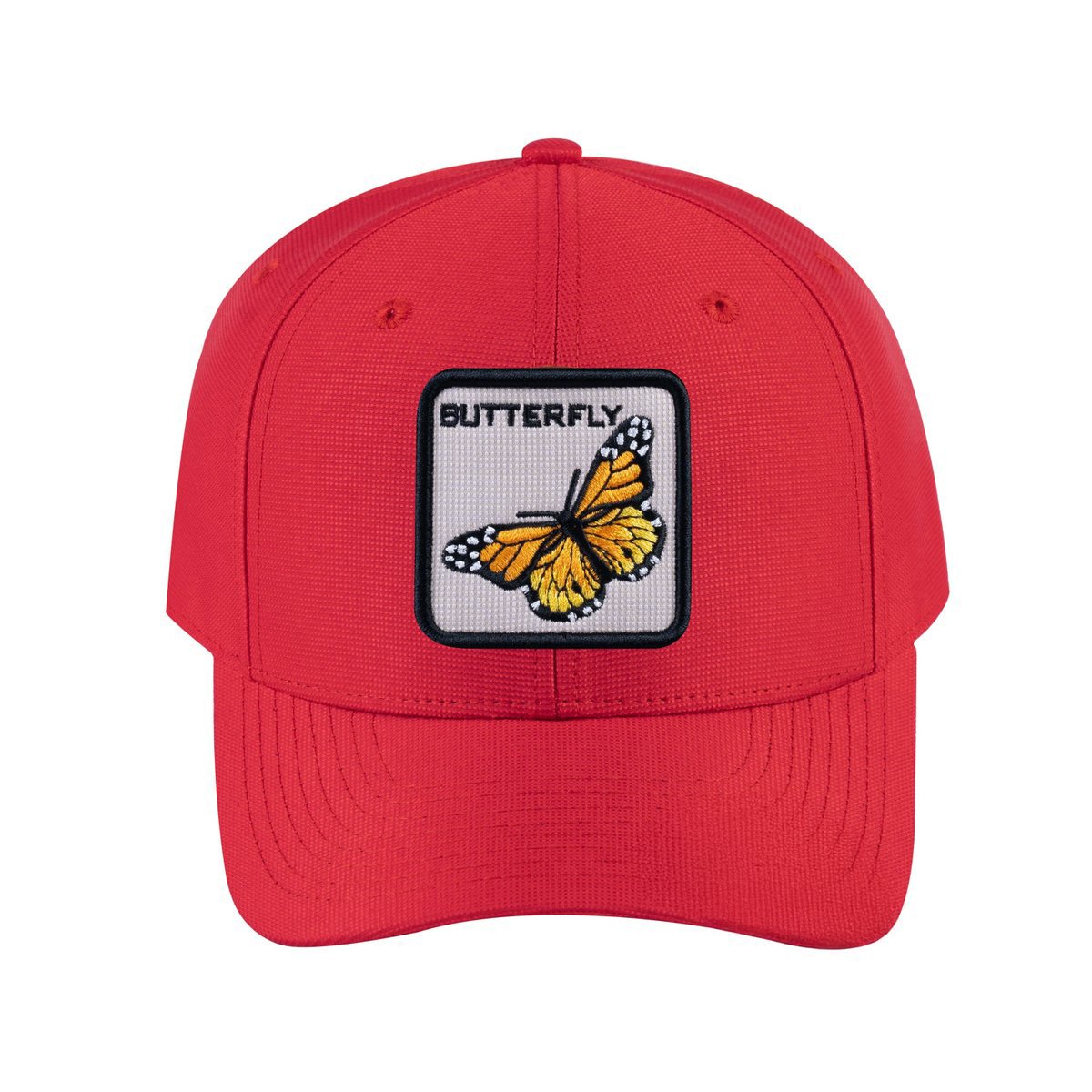 Butterfly V2 6-Panel Baseball Cap with Red front and Red back