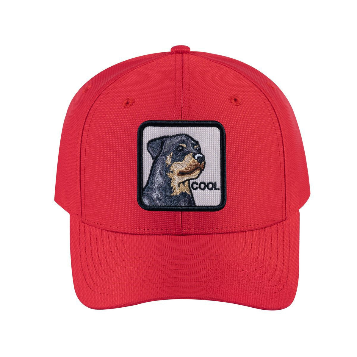 Dog V2 6-Panel Baseball Cap with Red front and Red back