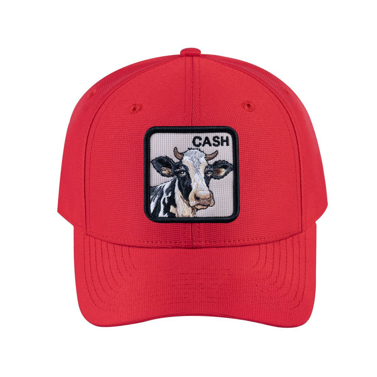 Cow V2 6-Panel Baseball Cap with Red front and Red back