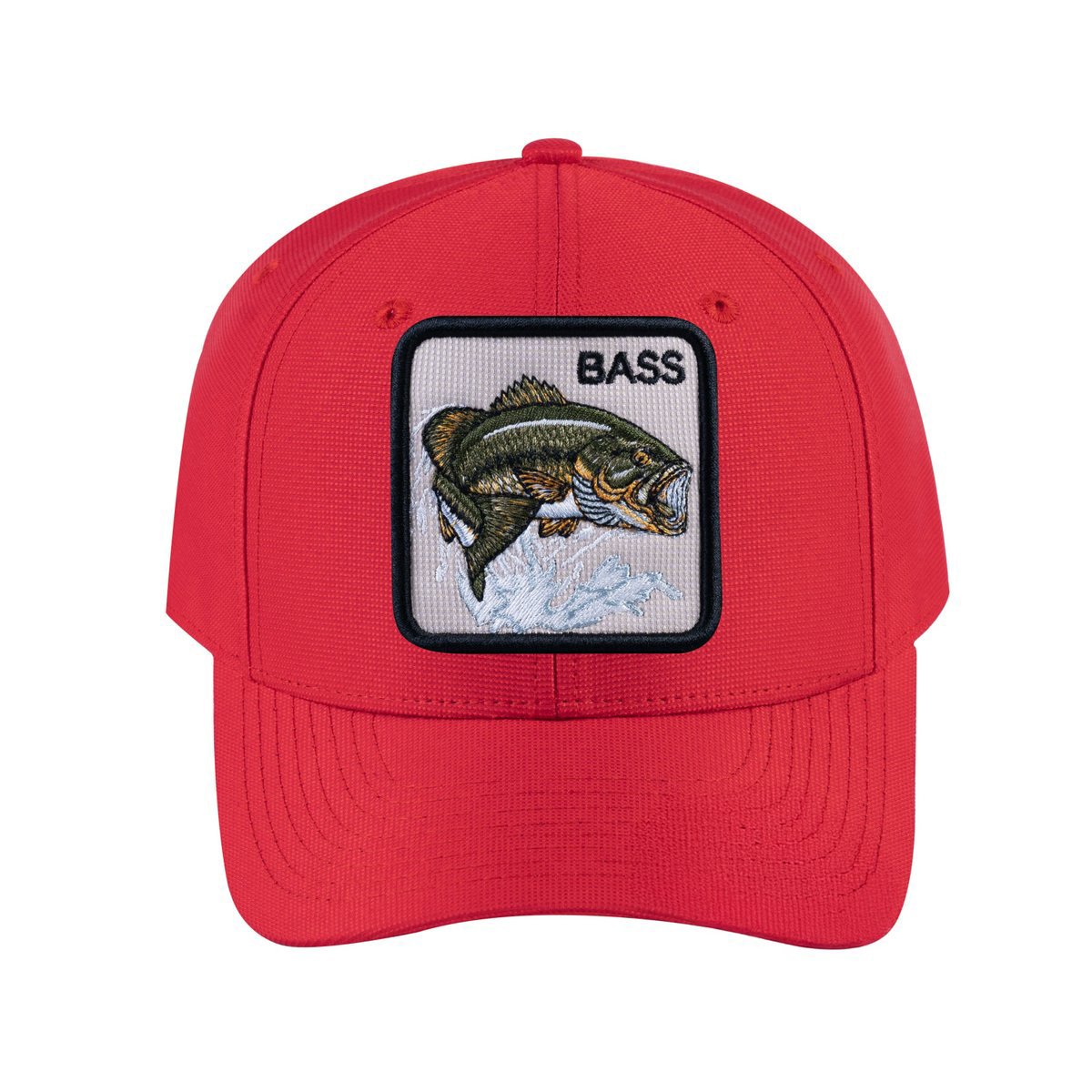 Bass V2 6-Panel Baseball Cap with Red front and Red back