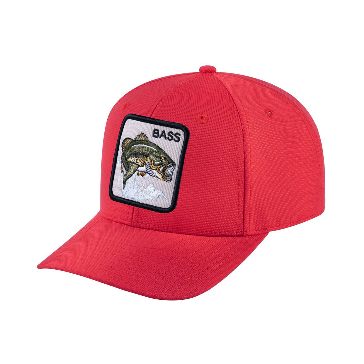 Bass V2 6-Panel Baseball Cap with Red front and Red back