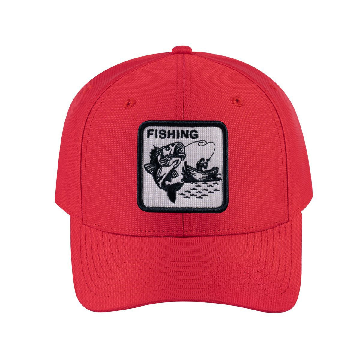 Fishing V2 6-Panel Baseball Cap with Red front and Red back