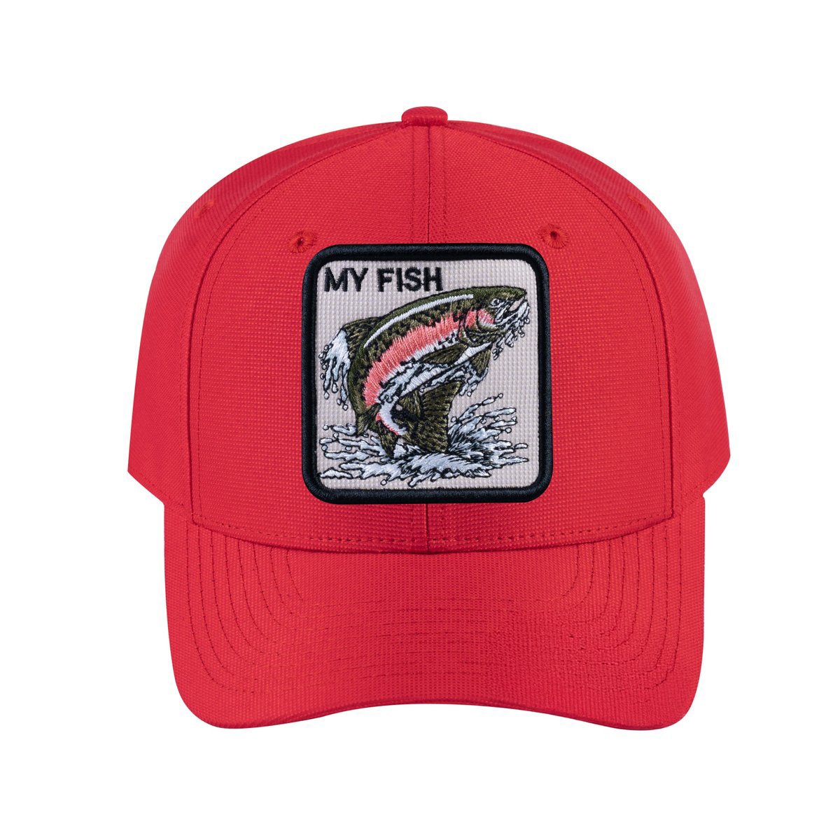 Salmon V2 6-Panel Baseball Cap with Red front and Red back