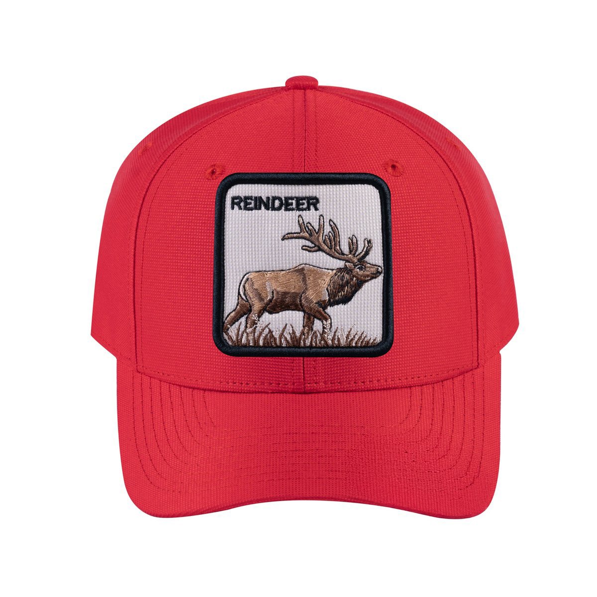 Reindeer V2 6-Panel Baseball Cap with Red front and Red back