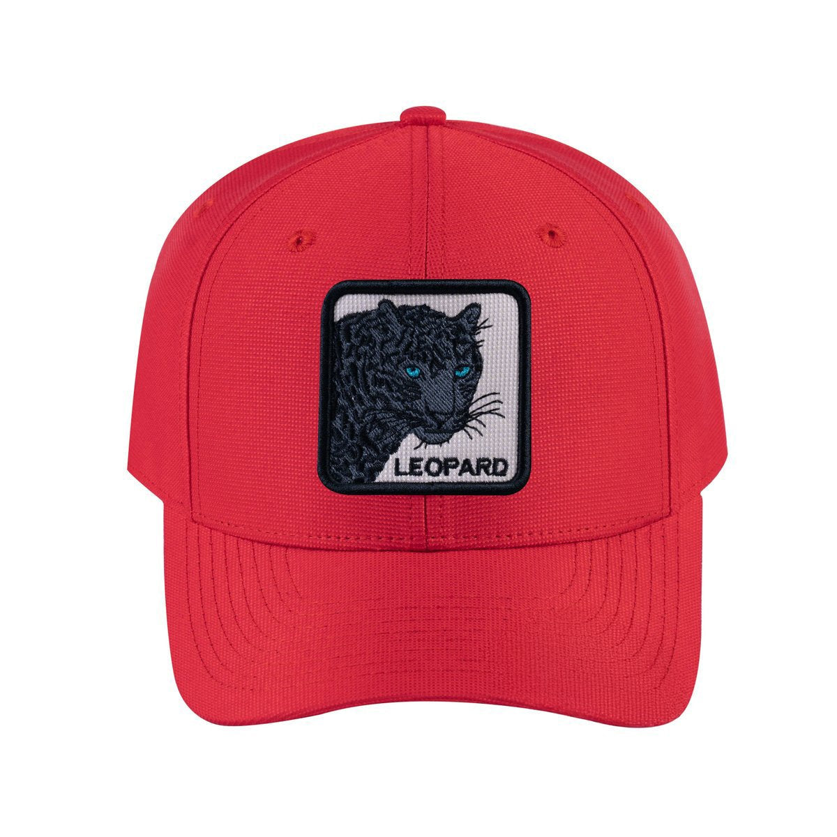 Leopard V2 6-Panel Baseball Cap with Red front and Red back