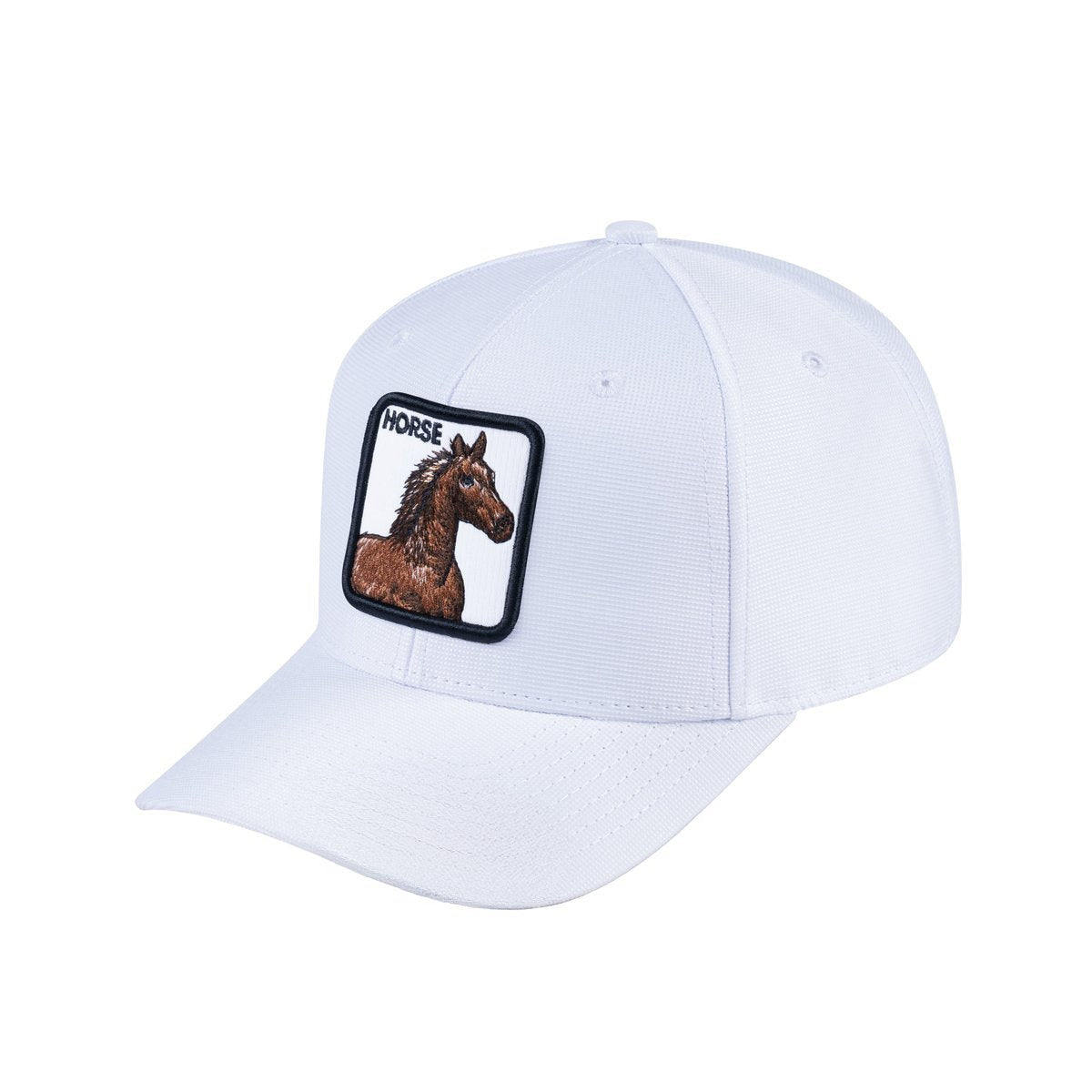 Horse V2 6-Panel Baseball Cap with White front and White back