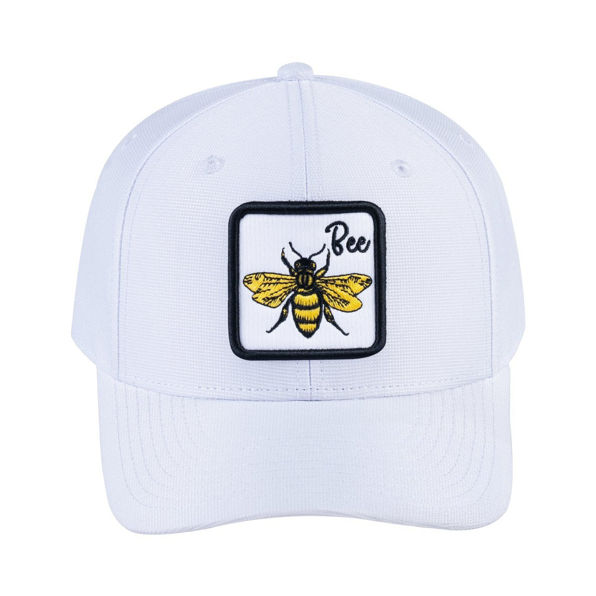 Bee V2 6-Panel Baseball Cap with White front and White back