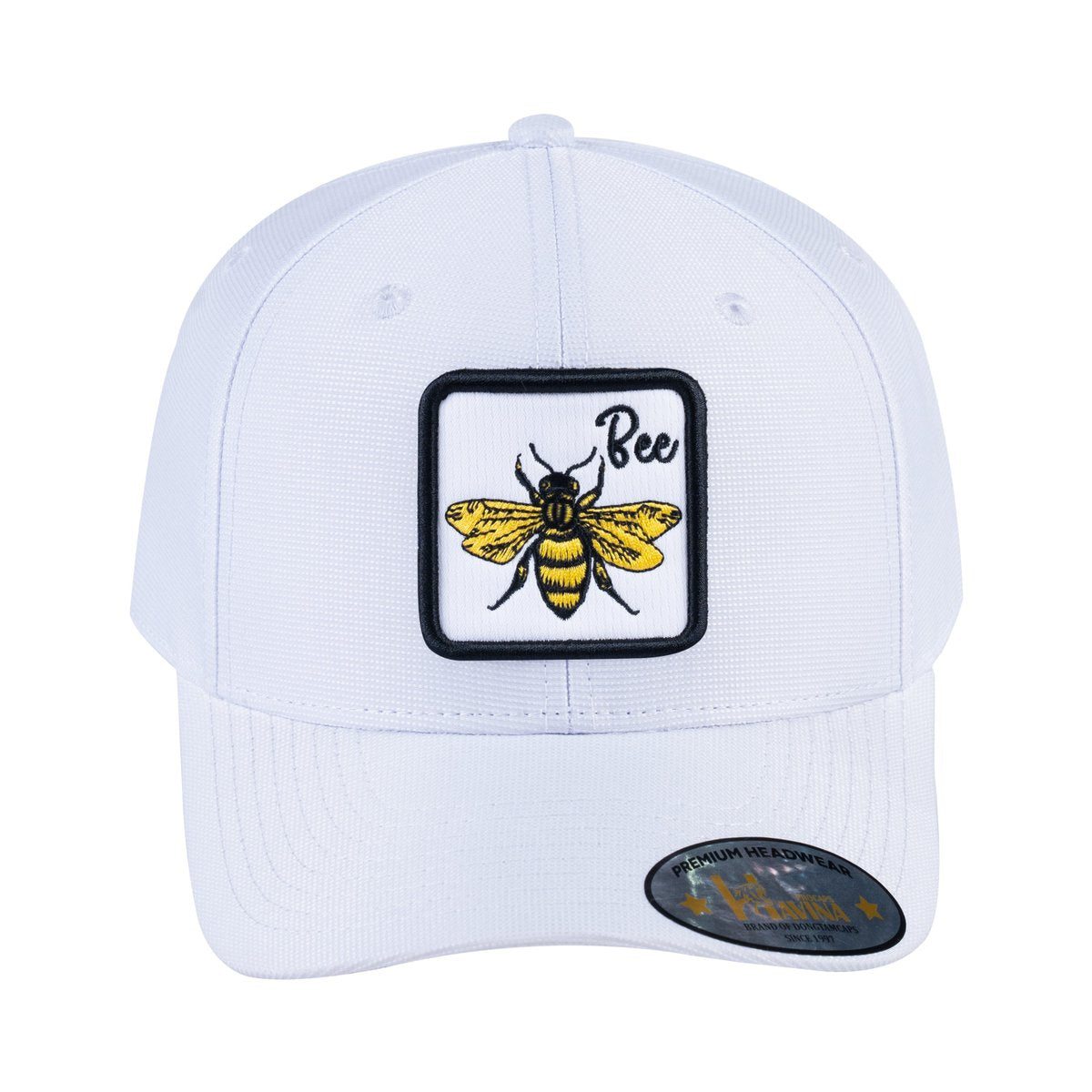 Bee V2 6-Panel Baseball Cap with White front and White back