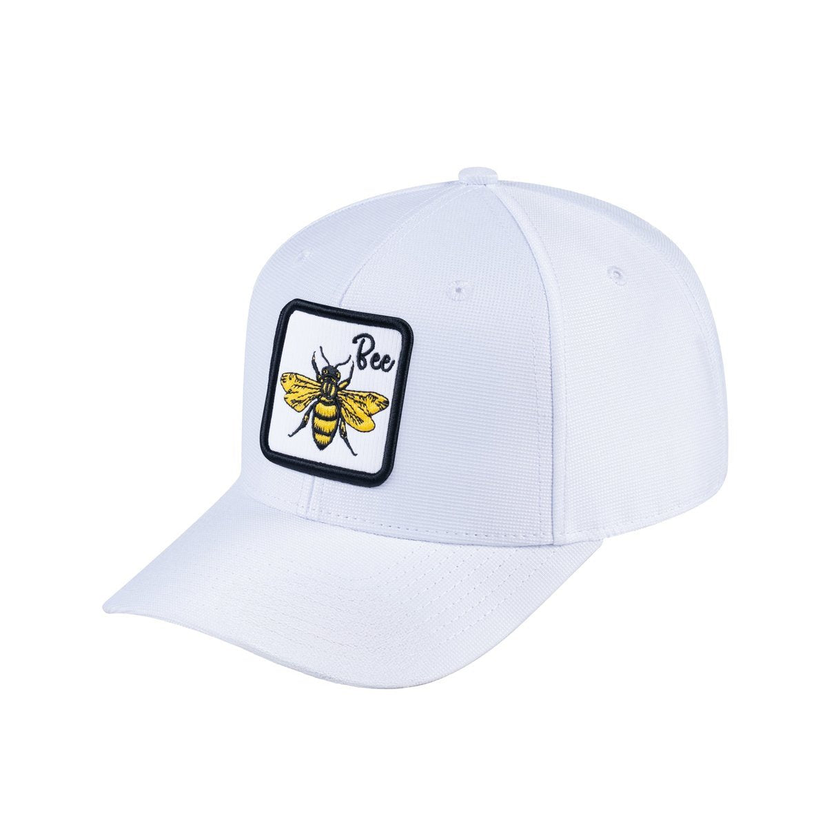 Bee V2 6-Panel Baseball Cap with White front and White back