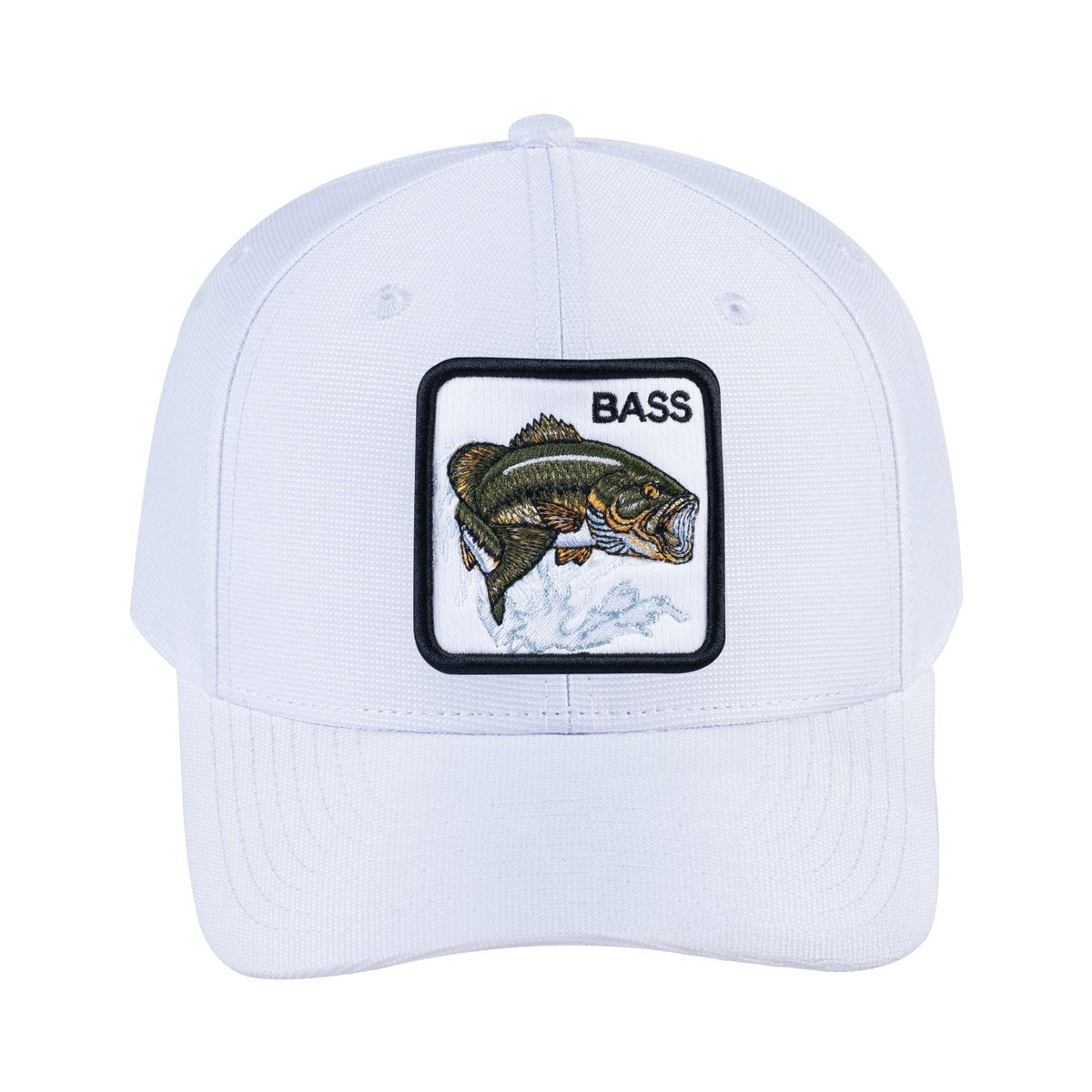 Bass V2 6-Panel Baseball Cap with White front and White back