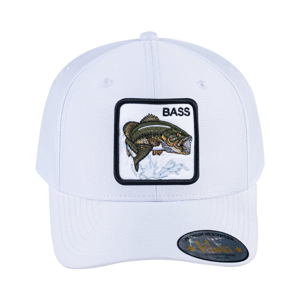 Bass V2 6-Panel Baseball Cap with White front and White back