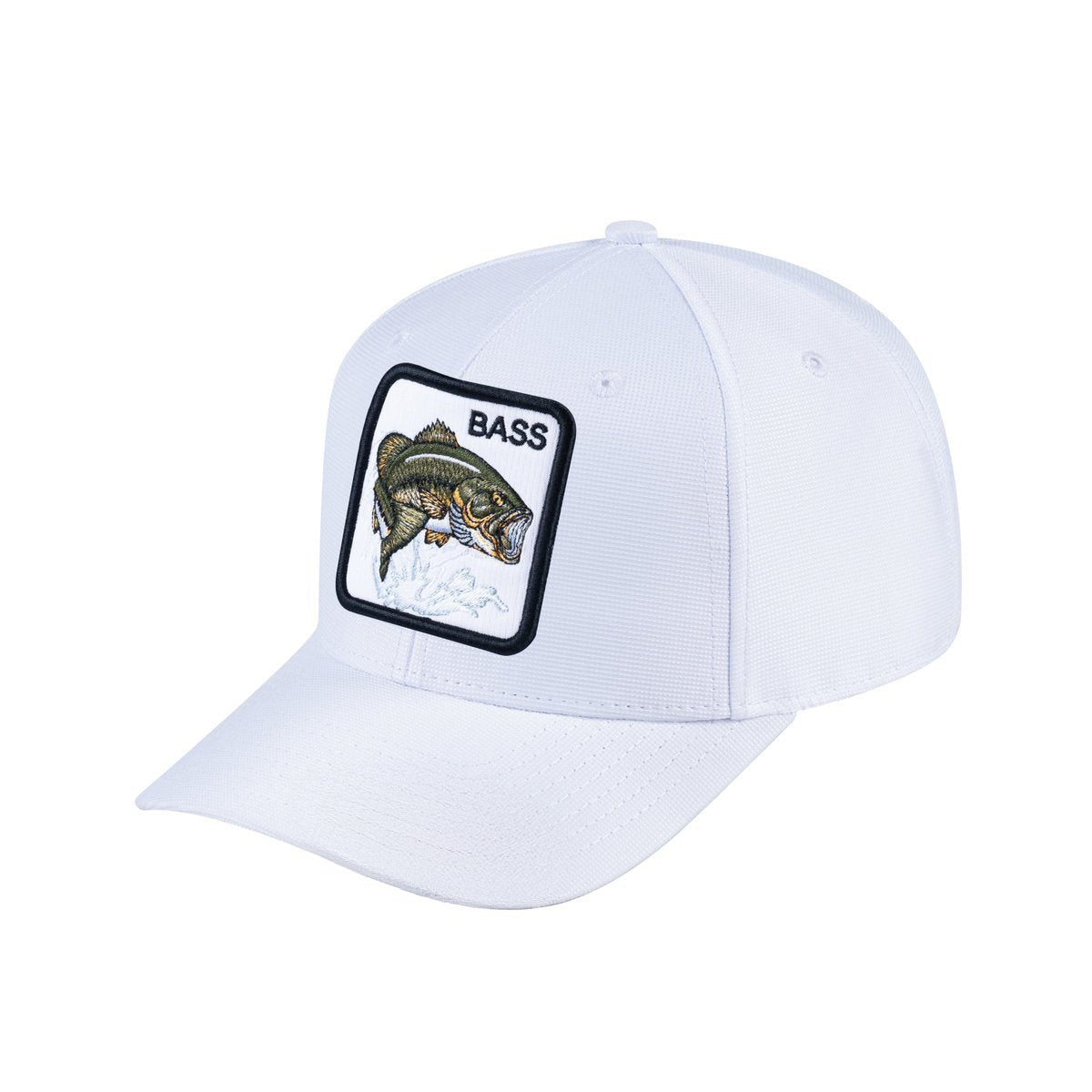 Bass V2 6-Panel Baseball Cap with White front and White back